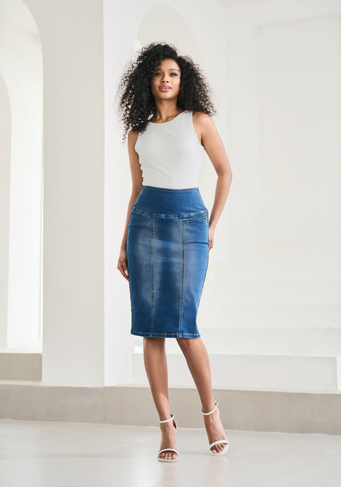 Denim Pencil Skirt (Alamo Wash) - Final Sale