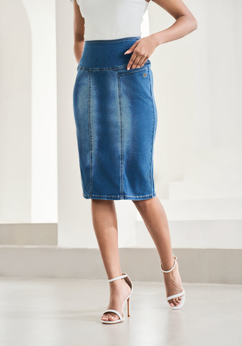 Denim Pencil Skirt (Alamo Wash) - Final Sale