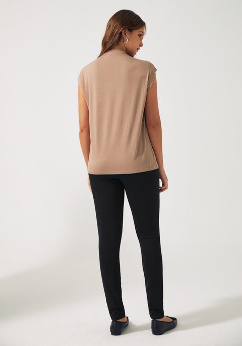 Cap Sleeve Mockneck (Taupe) - Final Sale