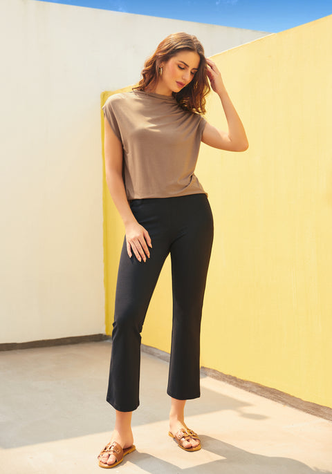 Cap Sleeve Mockneck (Taupe) - Final Sale