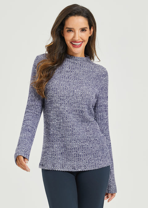 UltraEase Long Sleeve Mockneck (Heather Navy)