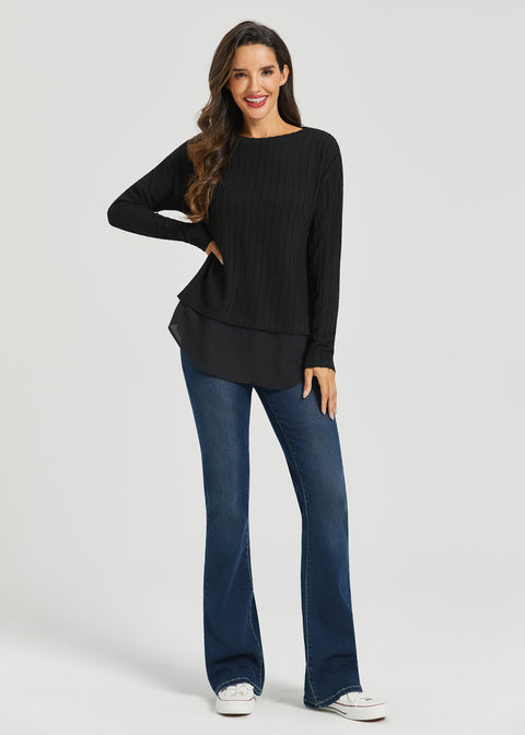 MiniCable Layered Boatneck (Black)