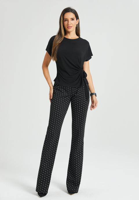 Tie Waist Boatneck Top (Black)