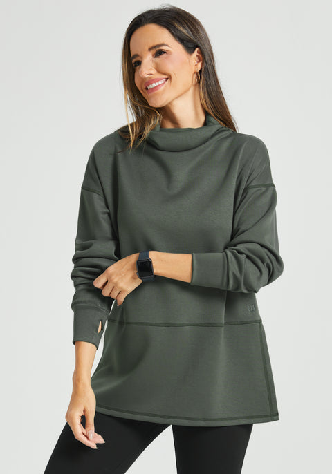 AirFlex Cowlneck Tunic (Dark Olive)