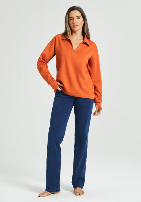 AirFlex Polo Knit Pullover (Rust)