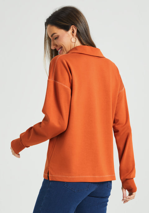 AirFlex Polo Knit Pullover (Rust)