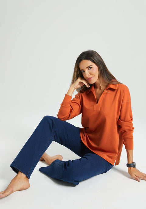 AirFlex Polo Knit Pullover (Rust)