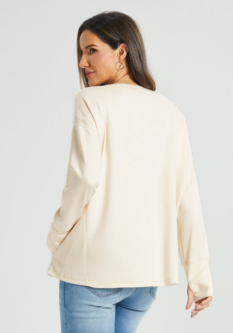 AirFlex V-Neck Pocket Detail Top (Ivory)