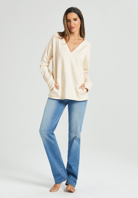 AirFlex V-Neck Pocket Detail Top (Ivory)