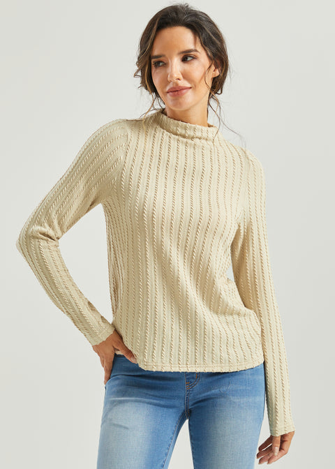 MiniCable Long Sleeve Mockneck (Oatmeal)