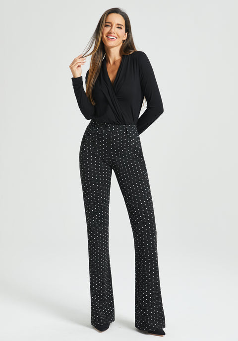 Classic DPYP™ Dress Pant Yoga Pant | Bootcut (Black Ivory Dot)