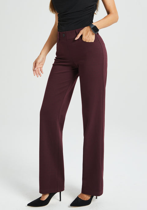 7-Pocket DPYP™ Dress Pant Yoga Pant | Straight (Burgundy Black Dot)