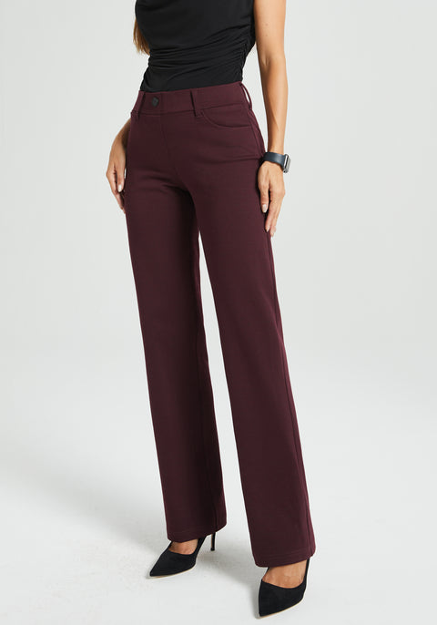 7-Pocket DPYP™ Dress Pant Yoga Pant | Straight (Burgundy Black Dot)