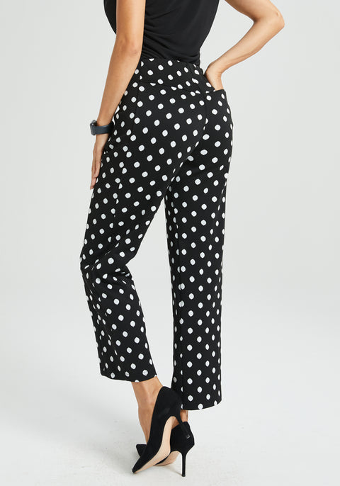 Monroe Crop Trouser | Straight (Black Ivory Dot)