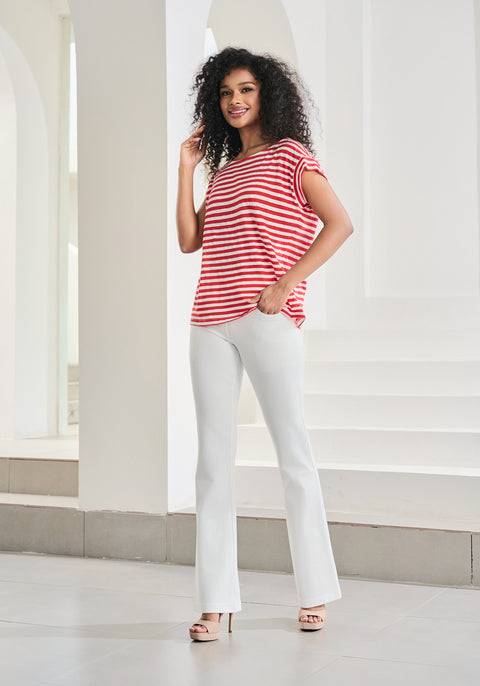 Cuffed Muscle Tee (Crimson Stripe) - Final Sale