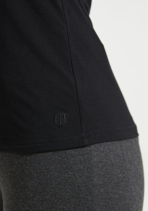 Square Neck Short Sleeve Tee (Black) - Final Sale