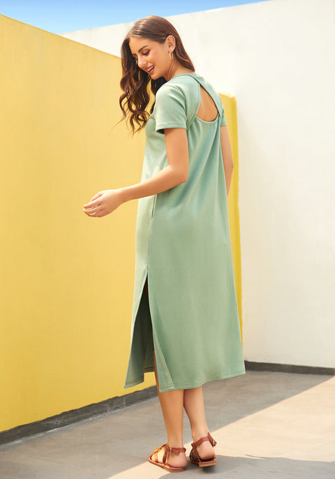 AirFlex Cut-Out Midi Dress (Sage) - Final Sale