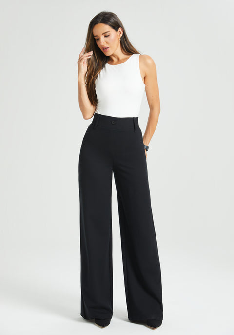 Classic High-Waist DPYP™ Dress Pant Yoga Pants | Wide (Black)