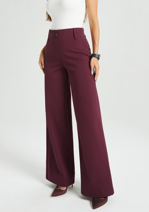 Classic High-Waist DPYP™ Dress Pant Yoga Pants | Wide (Burgundy)