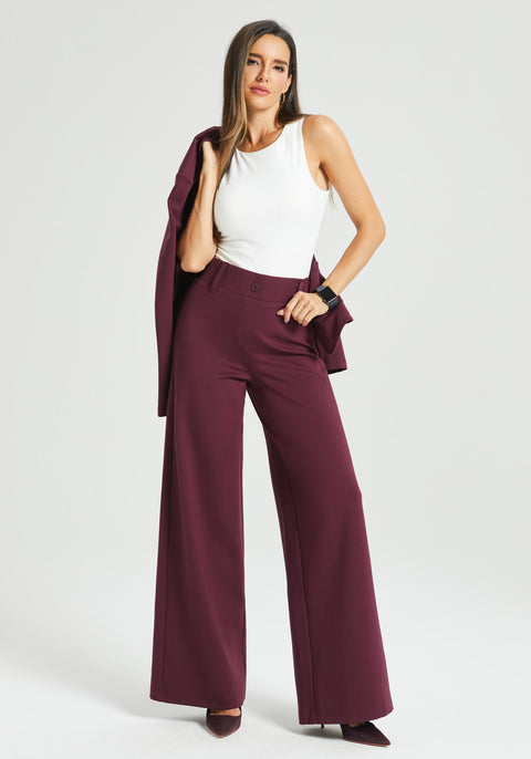 Classic High-Waist DPYP™ Dress Pant Yoga Pants | Wide (Burgundy)