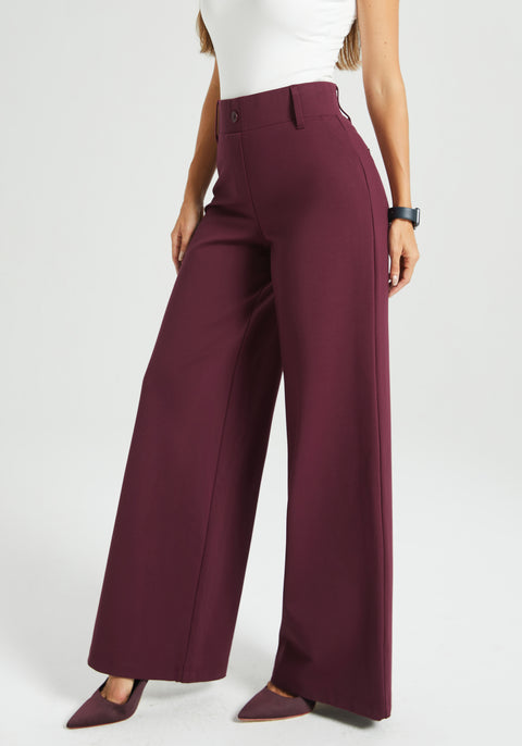 Classic High-Waist DPYP™ Dress Pant Yoga Pants | Wide (Burgundy)
