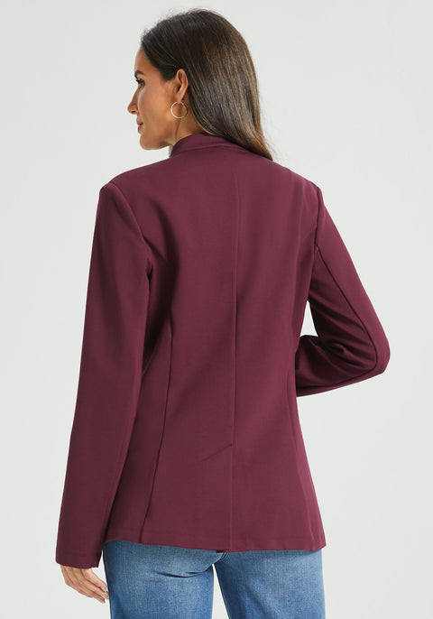Military Zip Jacket | Machine Washable Stretch Ponte (Burgundy)