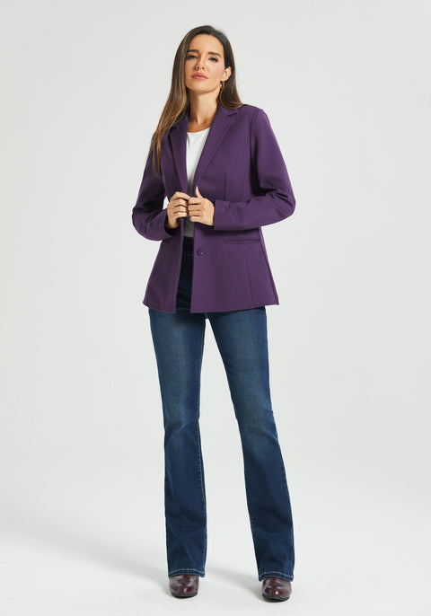 Classic Blazer | Machine Washable Stretch Ponte (Aubergine)