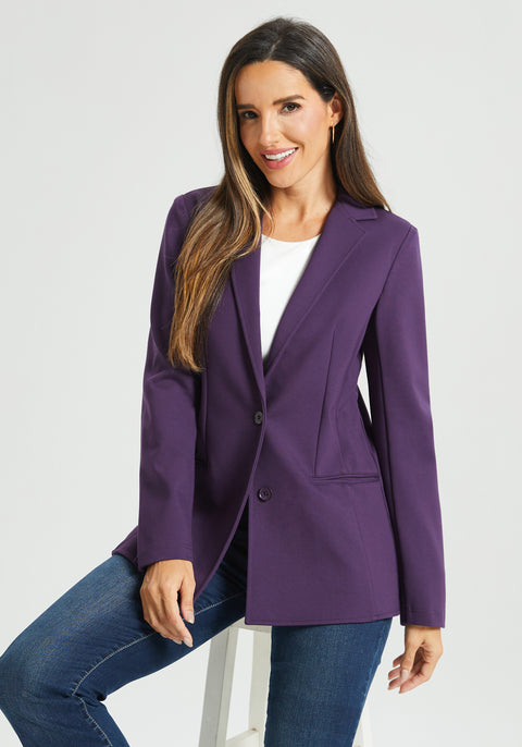 Classic Blazer | Machine Washable Stretch Ponte (Aubergine)