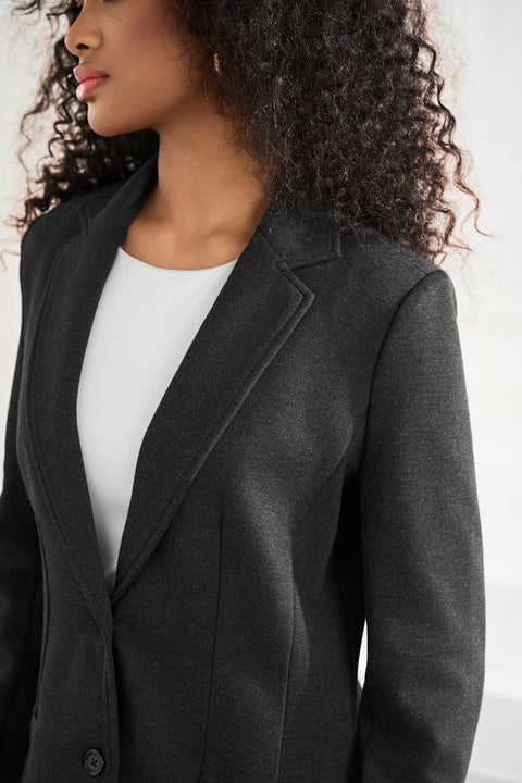 Classic Blazer | Machine Washable Stretch Ponte (Charcoal)