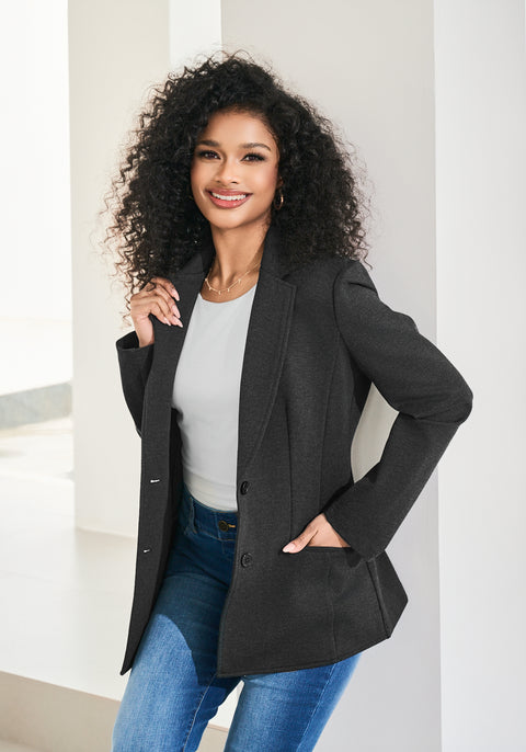 Classic Blazer | Machine Washable Stretch Ponte (Charcoal)