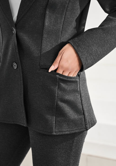 Classic Blazer | Machine Washable Stretch Ponte (Charcoal)