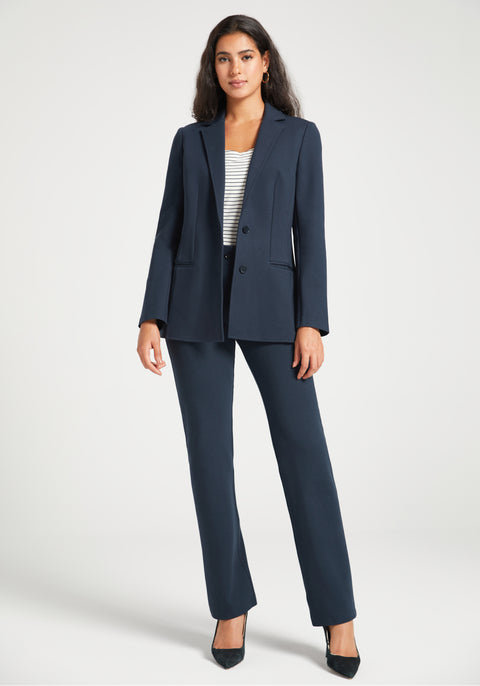 Classic Blazer | Machine Washable Stretch Ponte (Navy)
