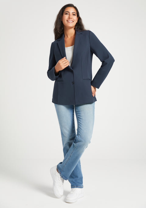 Classic Blazer | Machine Washable Stretch Ponte (Navy)