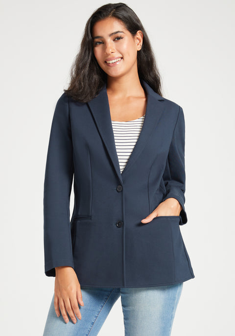 Classic Blazer | Machine Washable Stretch Ponte (Navy)