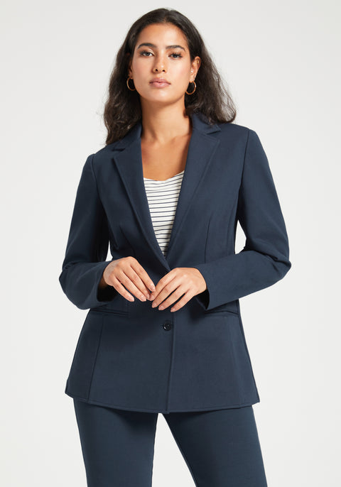 Classic Blazer | Machine Washable Stretch Ponte (Navy)
