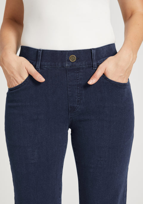 Straight-Leg | 4-Pocket Betabrand Yoga Denim (Dark Indigo) - Final Sale