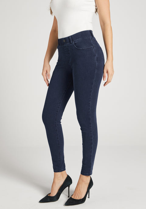 Skinny-Leg | 4-Pocket Betabrand Yoga Denim (Dark Indigo) - Final Sale