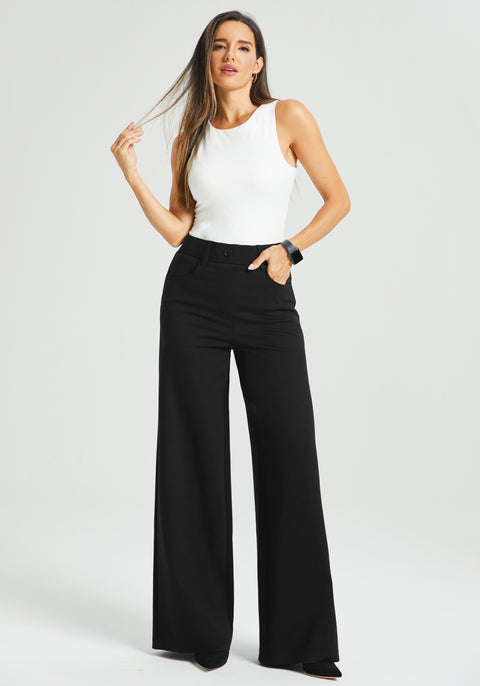 7-Pocket High-Waist DPYP™ Dress Pant Yoga Pant | Wide (Black)