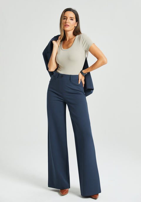 7-Pocket High-Waist DPYP™ Dress Pant Yoga Pant | Wide (Navy)