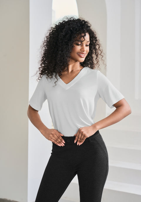 Essential V-Neck Short Sleeve (White) - Final Sale