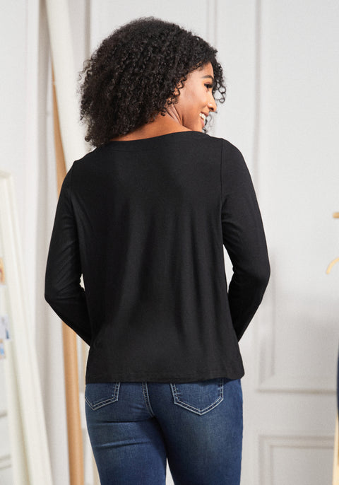 Essential Scoop Long Sleeve (Black) - Final Sale