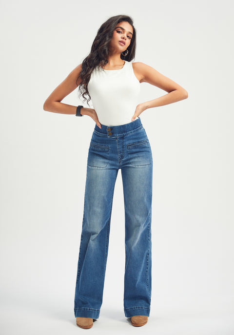 Farah Jeans | High-Waist Wide-Leg Denim (Canyon Wash)