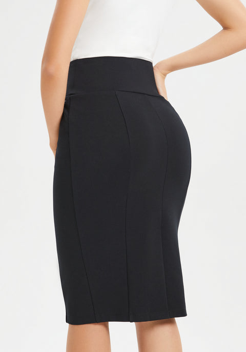 Power Down Pencil Skirt | High-Waist Machine Washable (Black)
