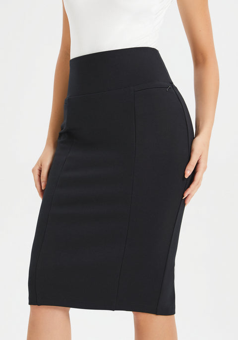 Power Down Pencil Skirt | High-Waist Machine Washable (Black)