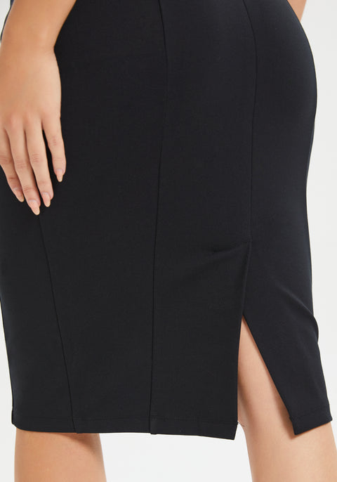 Power Down Pencil Skirt | High-Waist Machine Washable (Black)