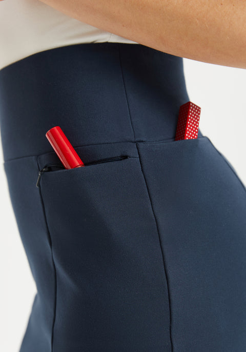 Power Down Pencil Skirt | High-Waist Machine Washable (Navy)